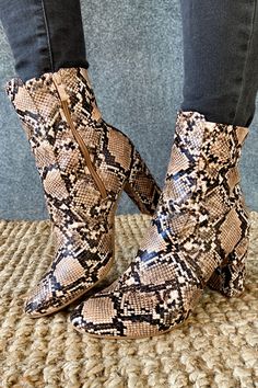 Snake Print forever and ever, please. Our Told Ya Booties feature such a gorgeous brown snake print design and they go up on the ankle a little higher than the average bootie making them so flattering! 🙌🏻 They are comfortable and can go with black or brown outfits, a total winner! Find your size under New Arrivals 🌟 >>www.strococollection.com<< Black Snake Print Boots For Fall, Trendy Snake Print Ankle Boots, High Heel Snake Print Boots For Fall, Snake Print High Heel Boots For Fall, Fall Snake Print High Heel Boots, Trendy Ankle-high Snake Print Boots, Fall Snake Print Ankle Boots, Casual Ankle-high Snake Print Boots, Casual Snake Print Ankle-high Boots