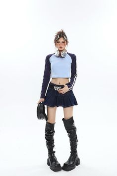 Size(cm) Length Waist Hip S 29 70 92 M 30 72 96 L 31 74 100 Size: S M L Color classification: dark blue Skirt type: A word skirt Year Season: Spring 2023 Skirt length: short skirt Material composition: other materials Traditional Goth, Micro Skirt, Normal Clothes, Blue Skirt, Runway Models, Drawing Clothes, Harajuku Fashion, Types Of Skirts, Skirt Length