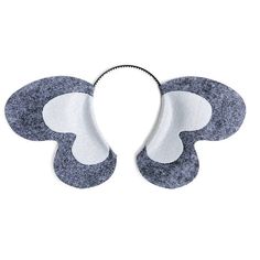 a white and blue butterfly shaped object on a white background