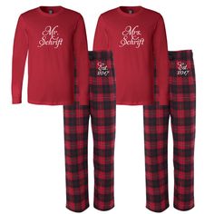 Mr and Mrs Personalized Flannel Pj Set, Custom Mr. and Mrs. matching Pajamas, Couple's gift idea,  F Adult Christmas Pajamas, Pajamas For Teens, Flannel Pjs, Red And Black Flannel, Christmas Flannel, Matching Christmas Pajamas, Adult Pajamas, Flannel Pajama Sets, Christmas Pajama Set