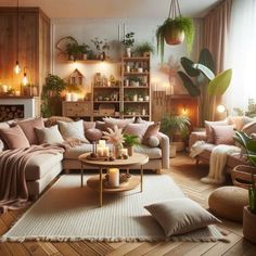 a living room filled with lots of furniture and plants