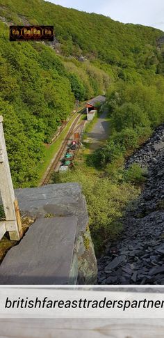 a train traveling down tracks next to a lush green hillside