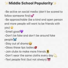 the middle school popularity chart is shown in this screenshoter's facebook page