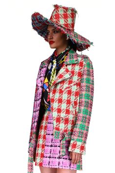 RELAXED FIT FULLY LINED EXTERIOR: COTTON/ACRYLIC/VISCOSE HAND FINISHED IN OUR LOS ANGELES STUDIO MADE IN USA Maximalist Streetwear, Pattern Mixing Outfits, Collage People, Couture Coats, Gucci Inspired, Batman Costumes, Pattern Outfits, Upcycle Clothes Diy, 70s Inspired Fashion