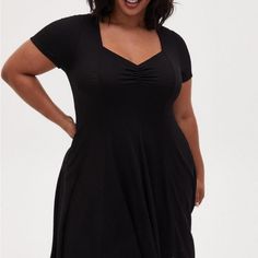 Womens Dress Comfy! New W Tag! 00 Size Torrid Smoke Free Always! Black Stretch Dresses With Square Neck, Black Stretch Dress With Square Neck, Chic Black Midi Dress With Empire Waist, Flattering Fit And Flare Black Mini Dress, Flattering Black Fit And Flare Mini Dress, Black Short Sleeve Dress With Flattering Silhouette, Black Fit And Flare Mini Dress, Flattering Black Short Sleeve Dress, Casual Black Mini Dress With Flattering Silhouette