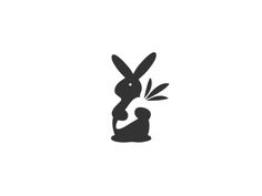 a black and white silhouette of a rabbit