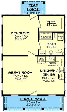 the floor plan for a small house with two bedroom and an attached bathroom, which is also