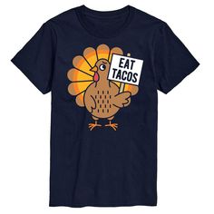 Give thanks for style and comfort with this men's Eat Tacos Turkey Tee. Give thanks for style and comfort with this men's Eat Tacos Turkey Tee. FEATURES Crewneck Short sleeveFABRIC & CARE Solid colors: cotton; Heather colors: cotton, polyester Machine wash Imported Size: XXL. Color: Navy. Gender: male. Age Group: adult. Pattern: Graphic. Pattern Graphic, Give Thanks, Fabric Care, Solid Colors, Graphic Tee, Tacos, Age Group, Graphic Tees, Solid Color