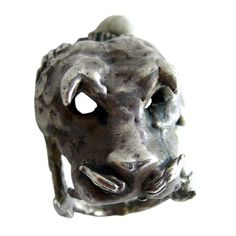 A handmade, one of a kind sterling silver demonic boars head ring created by Cuban born Ernesto Gonzalez Jerez. Ernesto came to the United States in 1947 and quickly became known for his oxy-acetylene, dripped bronze method used in his sculpture and jewelry. Here, the same technique is used with silver. This ring should ring should be worn with caution as it is quite sharp at the horns and has several other sharp points. The face of the ring measures 1 1/2" in length and is currently a finger si Norway Design, Vintage Modern Jewelry, Aluminum Bracelets, Boars Head, Modernist Ring, Handmade Sterling Silver Rings, Head Ring, La Face, Bronze Pendant