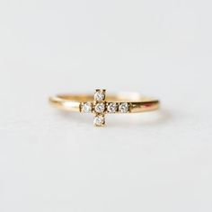 Sideways Diamond Cross Ring | 14-Karat Diamond Cross Ring For Gift, Diamond Cross Rings For Gifts, Cross-shaped Diamond Ring For Gift, Yellow Gold Cross Rings For Wedding, 14k Yellow Gold Cross Rings, Gold Diamond Cross Ring, Diamond Cross Ring For Anniversary, Wedding Rings With Diamond Cross Design, Cross Engagement Ring