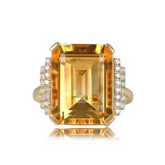 Springs Ring - Estate Diamond Jewelry Elegant Emerald Cut Yellow Gold Topaz Ring, Elegant Yellow Gold Emerald-cut Topaz Ring, Elegant Yellow Gold Emerald Cut Topaz Ring, Luxury Topaz Ring With Diamond Accents, Timeless Citrine Jewelry For Formal Occasions, Elegant Yellow Emerald-cut Diamond Ring, Elegant Yellow Emerald Cut Diamond Ring, Luxury Citrine Topaz Ring With Emerald Cut, Luxury Brilliant Cut Citrine Diamond Ring