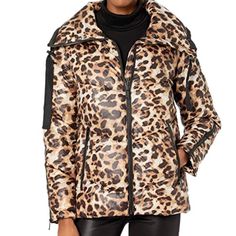 Gorgeous Animal Printed Coat Water Repellent Puffer Style With Storage Bag New With Tags Hooded Leopard Print Winter Outerwear, Fitted Leopard Print Winter Outerwear, Trendy Leopard Print Winter Outerwear, Hooded Leopard Print Outerwear For Fall, Fall Leopard Print Hooded Outerwear, Trendy Leopard Print Outerwear For Fall, Trendy Fitted Leopard Print Outerwear, Fitted Leopard Print Long Sleeve Outerwear, Winter Workwear Outerwear In Leopard Print