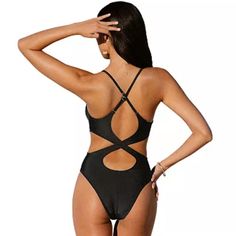 Nwt, Cupshe Black Criss-Cross, Cut-Out Back One-Piece Swimsuit In Slimming Black. Splash Splash In Style! Flattering Silhouette Crisscross, Adjustable Straps Removable Soft Bra Cups Partially Lined Moderate Coverage Black Swimwear With Crisscross Straps For Beach Season, Black Backless Swimwear With Crisscross Straps, Black One-piece Swimwear With Crisscross Straps, Black Cross Back Swimwear For Beachwear, Black Cross-tied Beachwear Swimwear, Black Swimwear With Crisscross Straps For Vacation, Black Crisscross Swimwear Beachwear, Black Crisscross Swimwear For Beachwear, Black Crisscross Swimwear For Pool