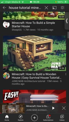 an image of a mobile phone screen with text on the bottom and below that reads minecraft how to build a simple starter house