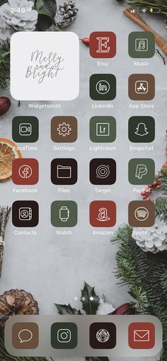 the christmas icons are displayed on an iphone