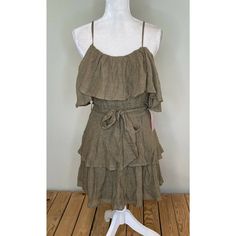 Nwt - New With Tags Fashion On Earth Women’s Olive Green Knee Length Sleeveless Ruffle Mini Dress Size Small Super Cute, Great Quality Dress! Champagne Satin Dress, Purple Bodycon Dresses, Silk Tank Dress, Wool Sweater Dress, Safari Dress, Spaghetti Strap Bodycon Dress, Black Sweater Dress, Checkered Dress, Quality Dresses