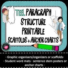 a pink and black poster with text that reads peel paragraph structure printable scaffolds anchor chart