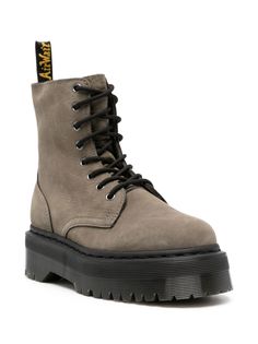 Jadon suede boots from DR. MARTENS featuring beluga grey, calf suede, panelled design, logo pull-tab at the heel, round toe, front lace-up fastening, side zip fastening and rubber sole. Size Info UK Color Detail Grey Made In Vietnam Material Exterior: 100% calf suede Lining: 100% calfskin Sole: 100% rubber Season One Fall-Winter Season Two Fall-Winter Product boots Brand Dr. Martens Size And Fit Heel 2,4 in / 6 cm; Platform 1,6 in / 4 cm Suede Ankle Lace-up Boots, Suede High-top Boots With Front Lace-up, High-top Suede Boots With Front Lace-up, High-top Suede Boots With Lace-up Fastening, High-top Suede Boots With Laces, Suede Round Toe Boots With Laces, Suede Boots With Laces And Round Toe, Suede High-top Boots For Streetwear, Suede Lace-up Boots With Round Toe