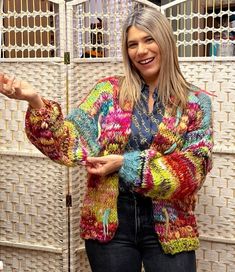 The Beautiful coloured cardigan is knittedc with excellent quality yarn (Blend: 48% Bamboo 44% Wool, 8% Acrylic) in Stocking Stitch. . Perfect for casual,events. Small "touches" of wool decorate the front side of the knit It;s a MEDIUM size cardigan, designed as oversized fit, 72 cm height and 63 cm width In the photo.model height 174cm and is wearing size M/.L - soft , warm and unique! CARE: Delicate hand wash at a temperature not higher than 30 and lay flat to dry. Do not twist, lightly squeez Trendy Multicolor Soft Knit Sweater, Casual Multicolor Winter Cardigan, Multicolor Knitted Cardigan For Fall, Multicolor Knit Cardigan For Fall, Fall Multicolor Knit Cardigan, Spring Multicolor Knit Outerwear, Multicolor Casual Sweater Coat For Fall, Casual Multicolor Sweater Coat For Fall, Colorful Trendy Knit Outerwear