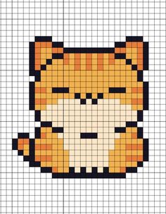 a cross stitch pattern with an image of a cat's face in orange and black