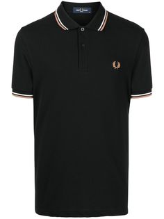 black cotton embroidered logo at the chest striped edge polo collar front button placket short sleeves straight hem Polo Collar, Curator Style, Button Placket, Black Cotton, Size Clothing, Black Shirt, Fashion Branding, Polo Shirt, Short Sleeves