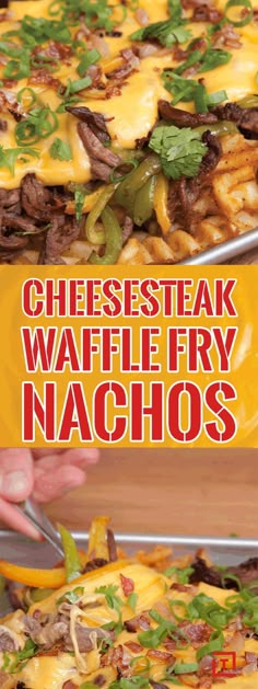 cheesesteak waffle fry nachos are the best way to use up leftovers