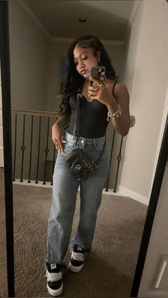 Cute Black Casual Outfits, Cute Out To Eat Outfits, Cute Outfit With New Balance, Metallic 4s Outfit, Light Uggs Outfit, Skirt Concert Outfits Black Women, Outfit Ideas Mom Style, Casual Outfits With Baseball Caps, Chunky Dunks Outfit