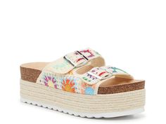 Saw this at DSW! Spring Beach Sandals With Textile Material, Spring Beach Sandals In Textile, Textile Summer Sandals For Spring, Summer Textile Sandals For Spring, Textile Platform Sandals For The Beach, Beach Sandals With Platform, Beach Platform Sandals In Textile, White Textile Sandals For Spring, Spring Textile Platform Wedge Sandals