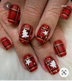 Plaid Xmas Nails, Christmas Plaid Nails Design, Red Plaid Christmas Nails, Plaid Nails Christmas, Red Plaid Nails, Plaid Christmas Nails, Christmas Plaid Nails, Christmas Tree Nail Designs, Fab Mood