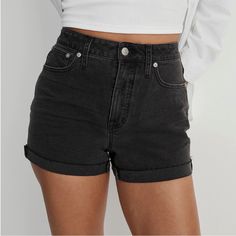 Madewell High Rise Denim Shorts Color: Black Size: 28 New With Tag Classic Mid-rise Jean Shorts For Everyday, Black Jeans For Everyday Summer Wear, Classic Black Jeans For Summer, Everyday Black Summer Jeans, Classic Black Summer Jeans, Classic High Rise Shorts For Everyday, Trendy Washed Black Short Jeans, Trendy Washed Black Short Length Jeans, Fitted Black Jean Shorts With Straight Leg