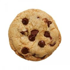 a chocolate chip cookie on a white background