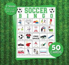 a soccer card with the words soccer on it