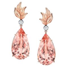 31.63 Carat Morganite Pear-Shaped Earrings with Diamonds in 18K Rose & White Gold – A Masterpiece of Grace and Elegance Tamir by Merkaba Jewelry Beverly Hills. Celebrate Radiance with Morganite and Diamonds Introducing these stunning Morganite pear-shaped earrings, featuring a combined total of 31.63 carats of Morganites, delicately suspended from 0.19 carats of round brilliant diamonds. Set in an elegant blend of 18K rose gold and 18K white gold, these earrings exude sophistication and timeless Pink Diamond Earrings, Rose Gold Drop Earrings, Morganite Earrings, Yellow Gold Drop Earrings, Yellow Gold Diamond Earrings, Pink Sapphire Earrings, Vintage Drop Earrings, Morganite Diamond, Tourmaline Earrings