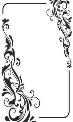 an ornate black and white frame with swirls on the edges, for text or image