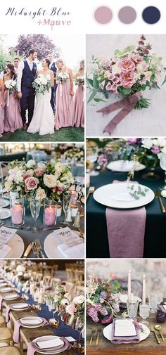 a collage of photos with flowers, candles and other things in them to be used as wedding decorations