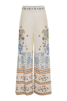 Alice Pants | Carolina K Luxury Spring Printed Palazzo Set, Luxury Floral Print Cotton Palazzo Set, Luxury Bohemian Pant Set For Summer, Luxury Fitted Art Silk Palazzo Set, Luxury Bohemian Silk Pants, Luxury Cotton Bottoms With Floral Print, Luxury Summer Pants With Printed Motifs, Luxury Printed Vacation Bottoms, Luxury Abstract Print Bottoms For Spring