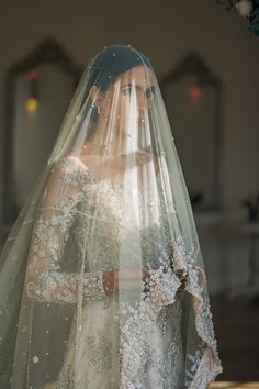 a woman in a wedding dress and veil