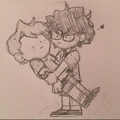 a drawing of a boy and girl hugging each other