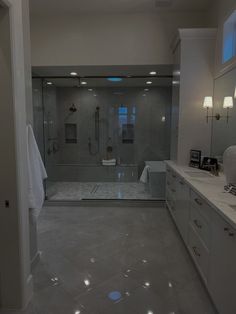 a large bathroom with a walk in shower