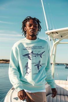 🌊 The Great White Shark -- Mighty Apex Predator of the Seas 🌊 Wrap yourself in oceanic grandeur with our unisex garment-dyed sweatshirt, highlighted by a beautiful anatomical design of the Great White Shark. This isn't just apparel; it's a loving nod to the mightiest of the seas, crafted for those who respect the true kings of the deep. 👚 Comfort with a Cause 👚 This sweatshirt blends 80% ring-spun cotton with 20% polyester, striking the perfect balance between plush comfort and enduring styl Shark Anatomy, Shark Sweatshirt, Dyed Sweatshirt, Apex Predator, Marine Conservation, The Great White, Ocean Conservation, White Sharks, Great White Shark