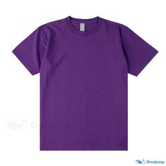 OrcaJump - Heavy Purple Pure Cotton Short Sleeve T-Shirt with Sweet Potato Purple Loose Fit Vintage Round Neck Top Half Sleeve Shirts, Purple T Shirts, Basic Shorts, Purple Shirt, Round Neck Tees, Olive Green Color, Yellow Shorts, Couple Shirts, Vintage Shirts