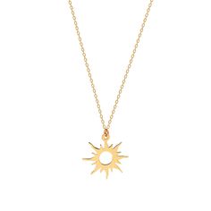 Sun Necklace * Good Luck Charm * Gold Sun Necklace * 14k Gold Sun Necklace * Gold Sun Pendant * Sun Pendant * 14k Gold Sun Details: * Material: 14k Gold * Weight: 1 gr * Lenght: Optional* Pendant Width: 1.1 cm * Pendant Height : 1.1 cm ** Glorria jewels send with their special boxes. ** If you want to see more jewels from us https://www.etsy.com/se-en/shop/GlorriaSense What is 14k Gold? 14K gold is a mixture consisting primarily of gold, blended with durable metals such as zinc, nickel and coppe Cadmium-free 14k Yellow Gold Necklace, 14k Yellow Gold Cadmium-free Necklace, Gold Sun Necklace, Snowflake Bracelet, Sun Necklace, Sun Pendant, Gold Sun, Luck Charm, Silver Snowflakes