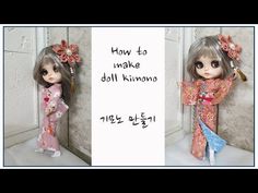 two pictures of dolls in kimonos, one with grey hair and the other with blue eyes