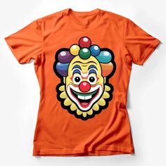 Colorful Clown Face T-Shirt, Vibrant Circus Clown Graphic Tee, Fun Carnival Apparel, Unisex T-shirt Female T-Shirt Custom graphic T-Shirt.Customize your color Funny Print Crew Neck T-shirt Fan Merchandise, Retro Short Sleeve T-shirt With Cartoon Print, Funny Print Crew Neck T-shirt For Fans, Fun Short Sleeve Shirt With Funny Print, Red Cotton Novelty T-shirt, Novelty Short Sleeve T-shirt For Fan Merchandise, Red Novelty Cotton T-shirt, Playful Multicolor Screen Print Tops, Short Sleeve Tops With Funny Print