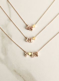 "These on trend Big and Little letter charm necklaces are simple enough for daily wear or layered with your other favorite necklaces. They are the perfect gift for your Big, Little or Grand Big. You can order a single necklace or a set. The details ~ * Each necklace is available in 3 finish options: * silver letters with a rose gold heart * gold letters with a silver heart * rose gold letters with a silver heart * The letters are rhodium plated and approximately 7mm tall and the hearts are 4mm t Big Little Necklaces, Initial Pendant Charm Necklaces As Best Friend Gift, Initial Pendant Charm Necklaces For Best Friend Gift, Initial Pendant Charm Necklace For Best Friend, Big Little Gifts On A Budget, Gifts For Sorority Big, Personalized Silver Sorority Jewelry, Personalized Sorority Jewelry Gift, Butterfly Big Little Reveal