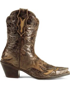 Ariat Women's Dahlia New West Western Shorty Boots, Brown Cowgirl Boot, New West, Cowgirl Boots, Full Grain Leather, Dahlia, Cowboy Boots, High Fashion, Grain, Cowboy