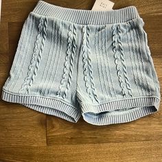 Sky Blue Color - Nwt Spring Blue Knit Bottoms, Blue Knit Bottoms For Spring, Cozy Blue Bottoms For Spring, Short Knit Bottoms For Spring, Zara High Waist Light Blue Bottoms, Blue Cotton Zara Bottoms, Zara Blue Cotton Bottoms, Zara Blue Shorts, Sky Blue Color