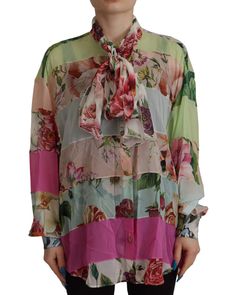 100% Authentic Dolce & Gabbana blouse Long sleeves with floral patchwork design Crafted from luxurious silk Ascot collar pullover blouse Multicolor design Features logo details Made in Italy Material: 92% Silk 8% Elastane Size on Tag: IT42|M Silk Blouse With Floral Print, Designer Long Sleeve Blouse With Floral Print, Luxury Long Sleeve Tops With Floral Print, Luxury Long Sleeve Floral Print Tops, Chic Multicolor Patchwork Blouse, Designer Spring Blouse With Floral Print, Designer Long Sleeve Spring Blouse, Designer Multicolor Floral Print Blouse, Designer Multicolor Long Sleeve Top