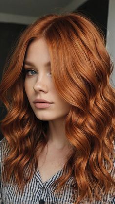 Copper Hair Color Ideas Ombre Copper Hair, Perfect Curtain Bangs, Copper Hair With Highlights, Subtle Strawberry Blonde, Fall Hair Colors Dark, Hair Colors Dark, Copper Ombre