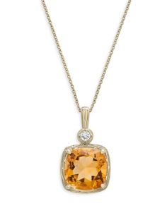 Bloomingdale's Citrine & Diamond Accent Pendant Necklace in 14K Yellow Gold, 18 - 100% Exclusive Orange Necklace, Citrine Necklace, Exclusive Jewelry, Yellow Gold Pendants, Diamond Pendant Necklace, Orange Gold, Gold Pendant Necklace, Bar Necklace, Diamond Pendant